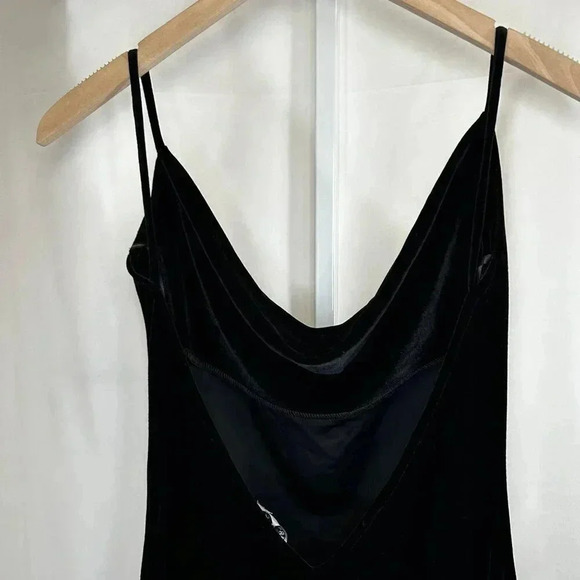 Velvet Like Spaghetti Strap Dress Size Medium Black Formal - Picture 3 of 8